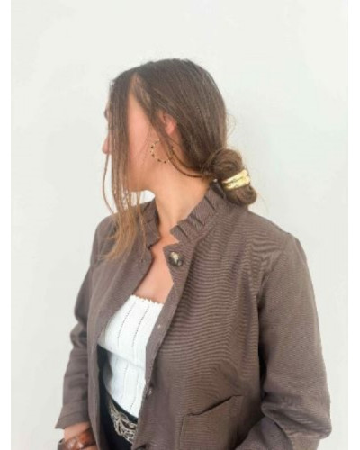 Veste marron col montant - Sur chemise tendance de l'automne 2025