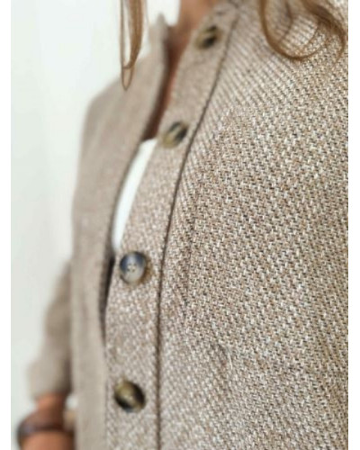 Veste chiné marron col montant - Un look casual à porter de mains