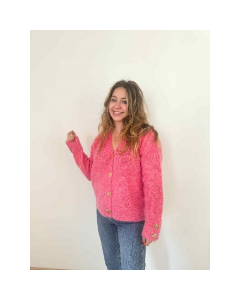 Pull roses boutons coeurs dorés - De l'amour à porter