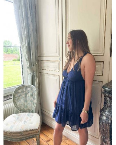 robe bleu marine fine bretelle