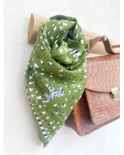 Foulard Zebra Kaki 50 cm