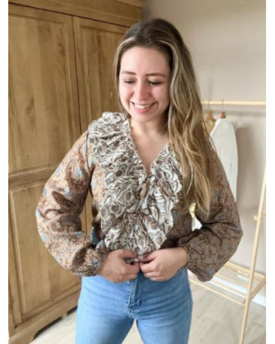 Blouse volant camel
