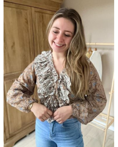 Blouse volant camel