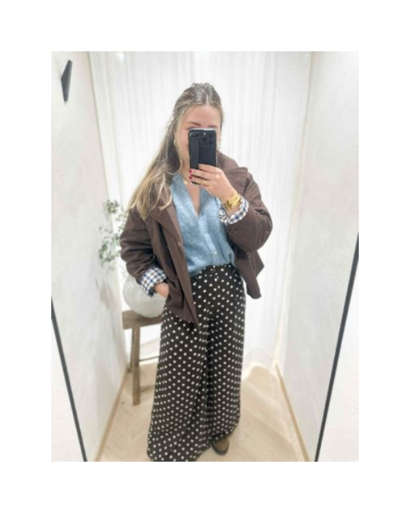 Pantalon pois marron
