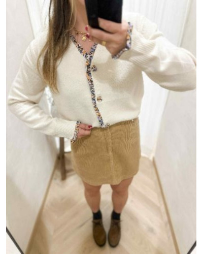 Jupe velours beige