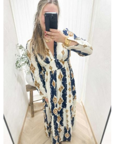 Robe longue marine et camel