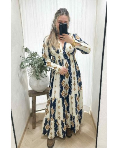 Robe longue marine et camel