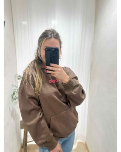 Sweat ICONIC marron capuche
