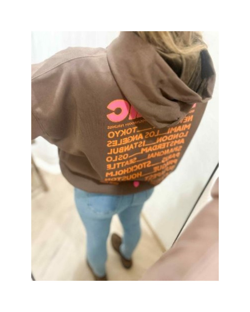 Sweat ICONIC marron capuche