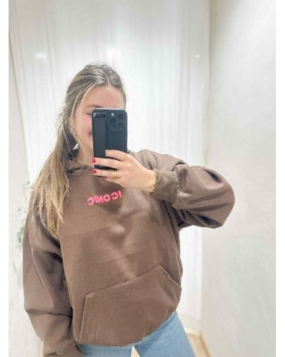 Sweat ICONIC marron capuche