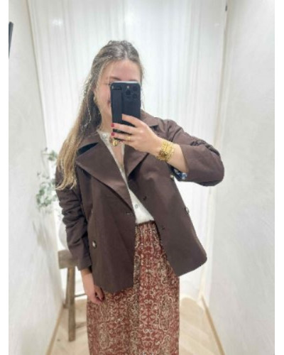 Trench tendance marron chocolat avec revers vichy !