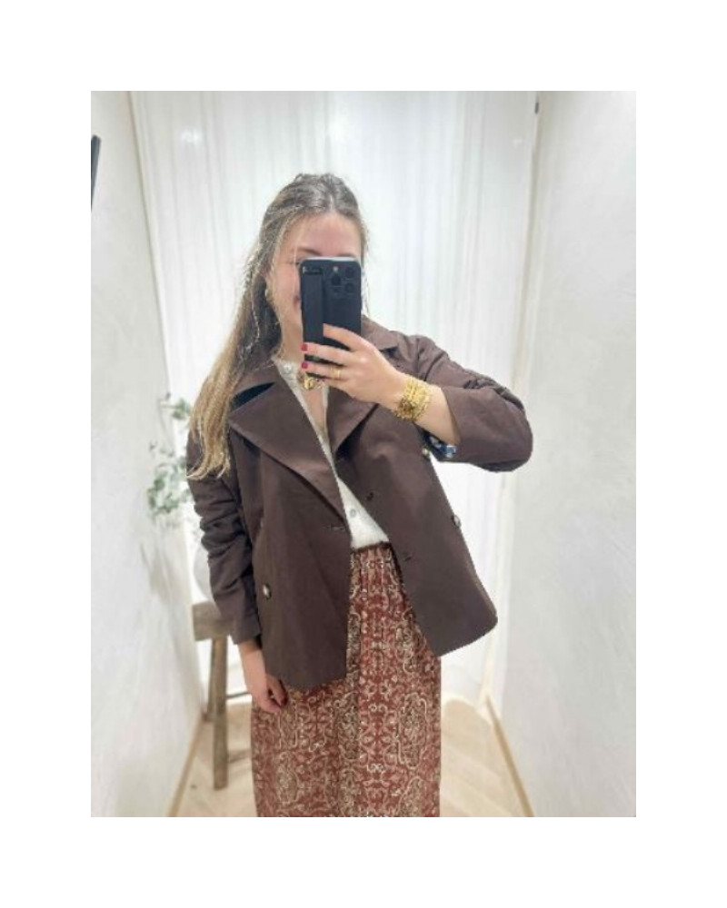 Trench tendance marron chocolat avec revers vichy !