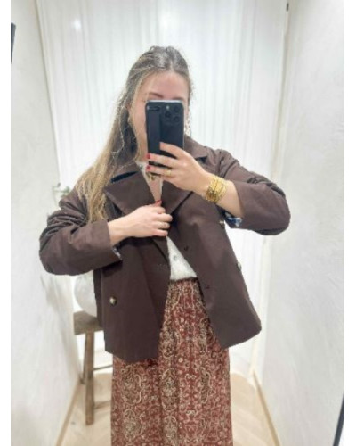 Trench tendance marron chocolat avec revers vichy !