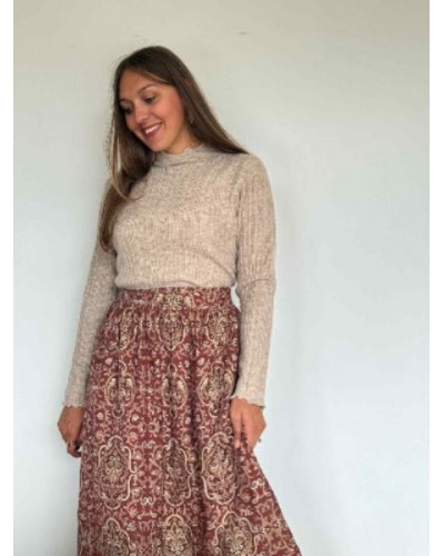 Jupe longue boheme terracotta - Un look bohème et facile à porter