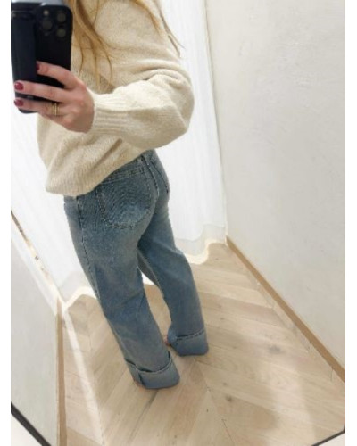 Jean à rebords denim brut clair