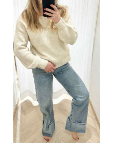 Jean à rebords denim brut clair