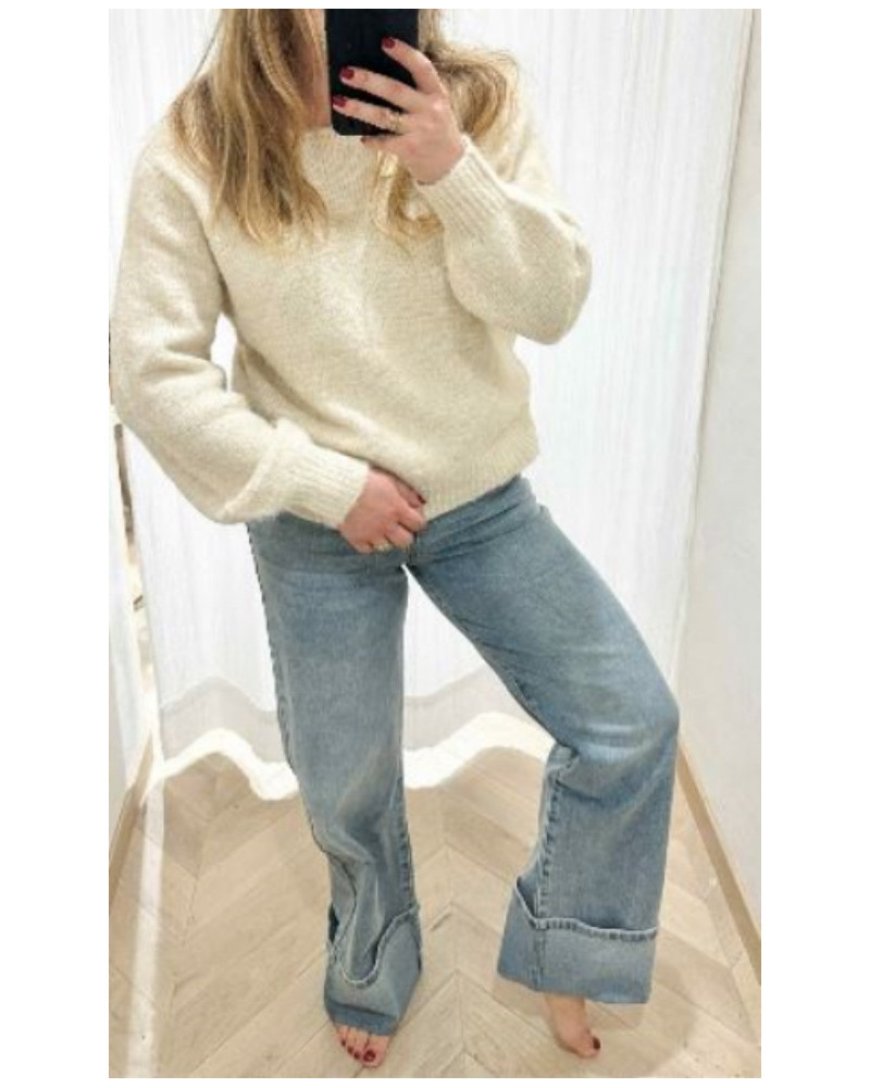 Jean à rebords denim brut clair