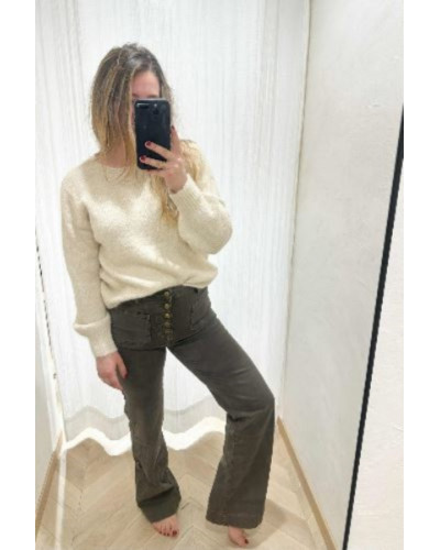 Pantalon wideleg - Marron