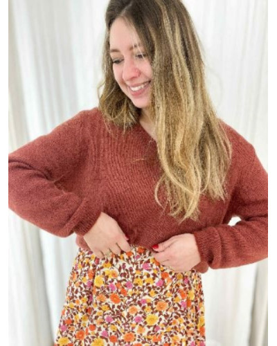 Pull col V Terracotta – L’indispensable de la saison