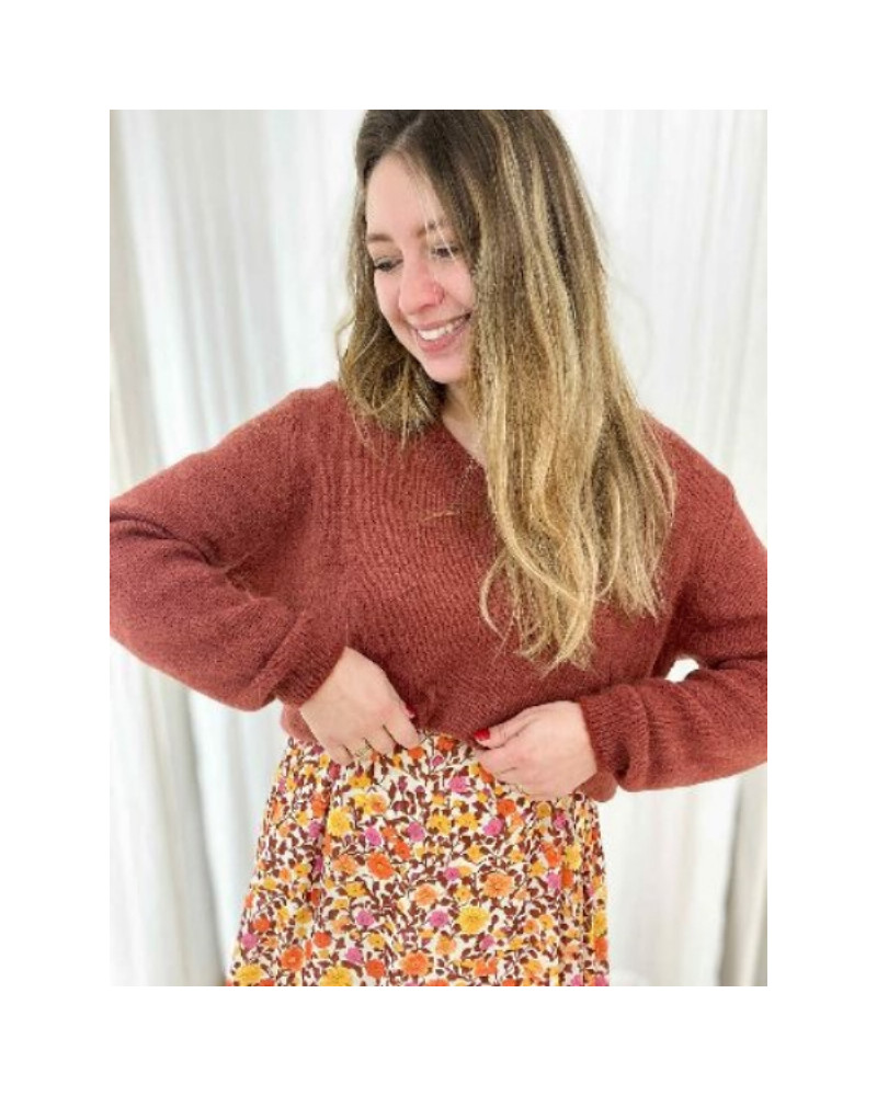 Pull col V Terracotta – L’indispensable de la saison