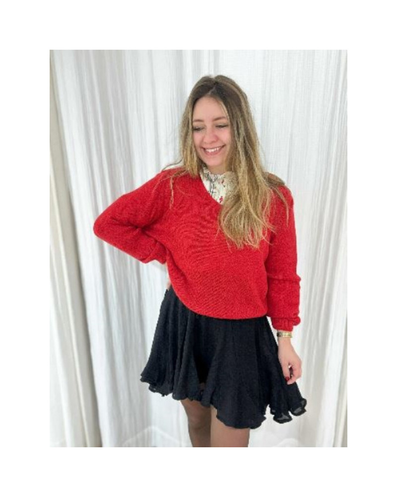 Pull col v - Rouge Le MUST HAVE de l'automne