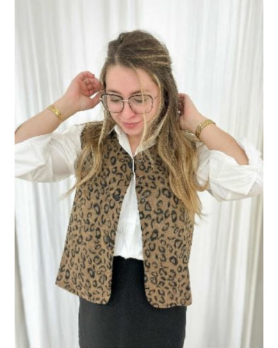 Veste sans manches léopard