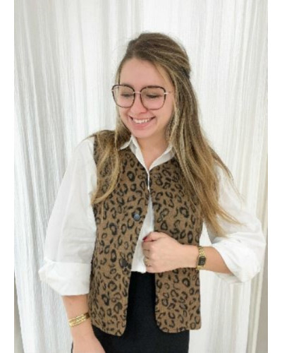 Veste sans manches léopard