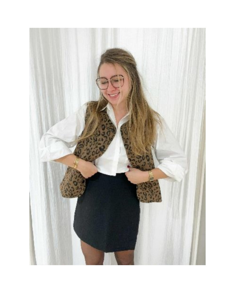 Veste sans manches léopard