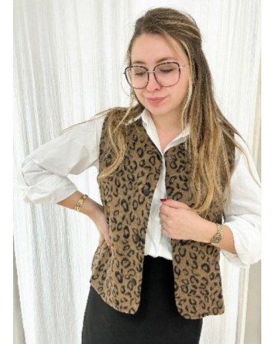 Veste sans manches léopard