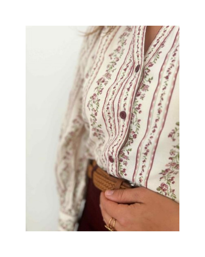Blouse fleurie bordeau