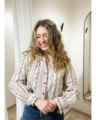 Blouse fleurie bordeau