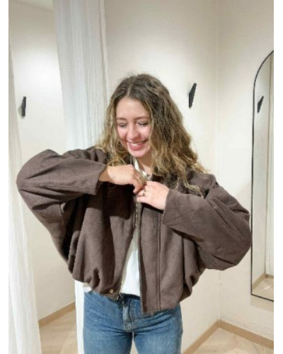 Veste en suedine coupe bombée oversize - Le must-have de l'automne!