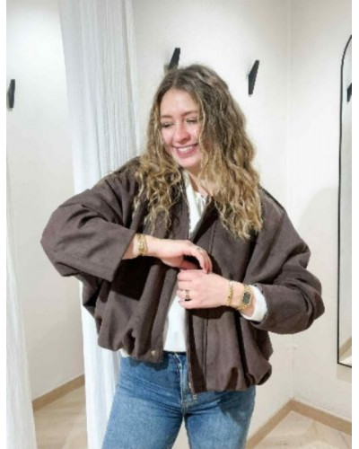 Veste en suedine coupe bombée oversize - Le must-have de l'automne!