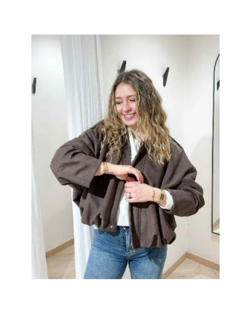 Veste en suedine coupe bombée oversize - Le must-have de l'automne!
