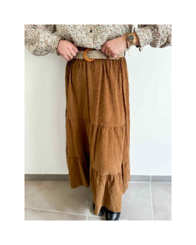 Jupe longue velours - Camel