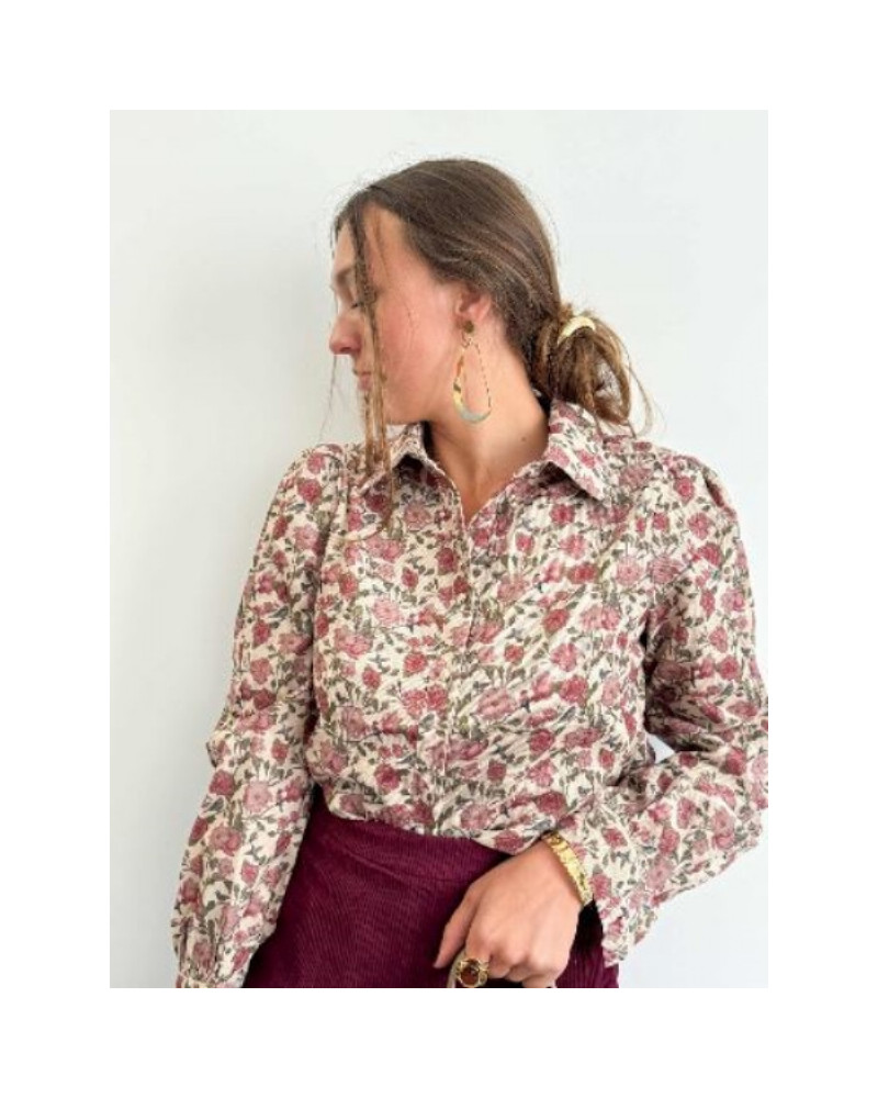 Chemisier velours fleuri