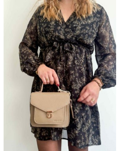 Robe fleurie noir camel