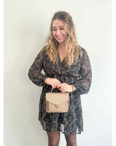 Robe fleurie noir camel