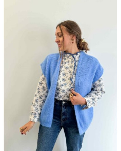 Chemisier bleu fleurs