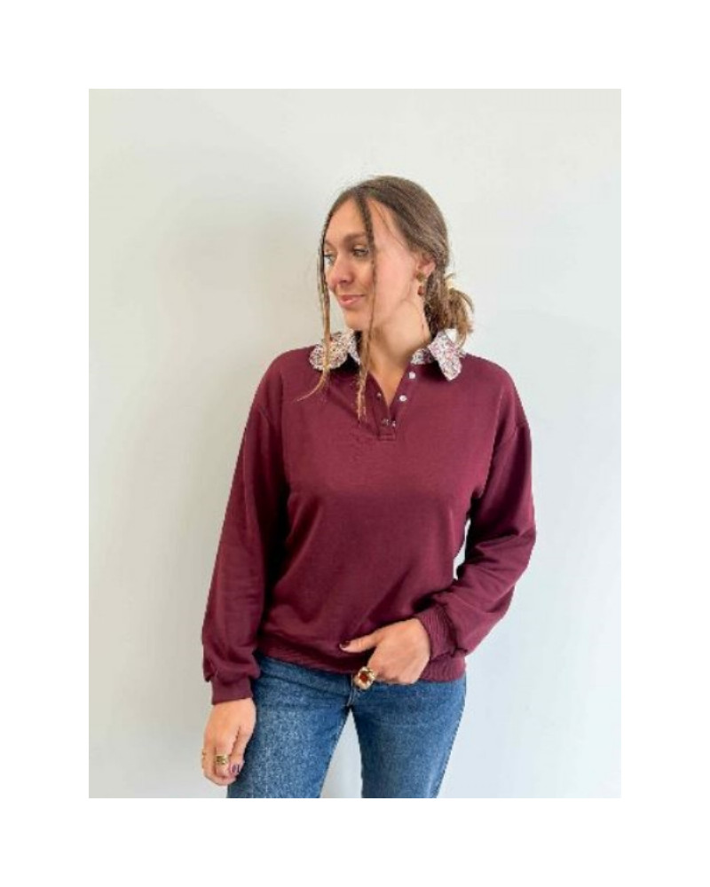 sweat bordeau col liberty