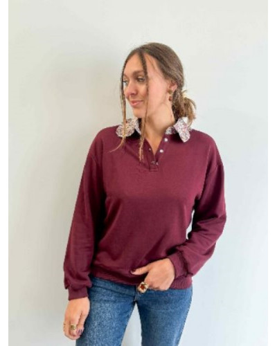sweat bordeau col liberty