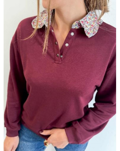 sweat bordeau col liberty