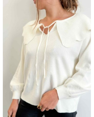 Pull col claudine ecru