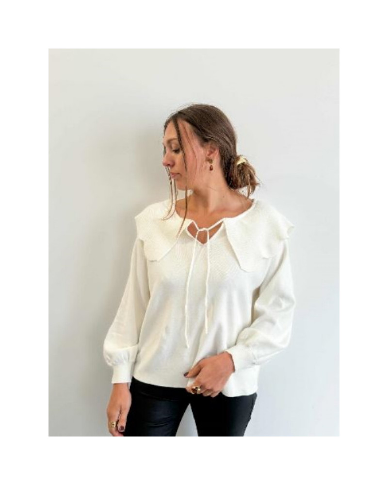 Pull col claudine ecru