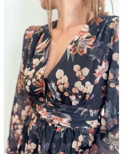robe longue noire fleurs