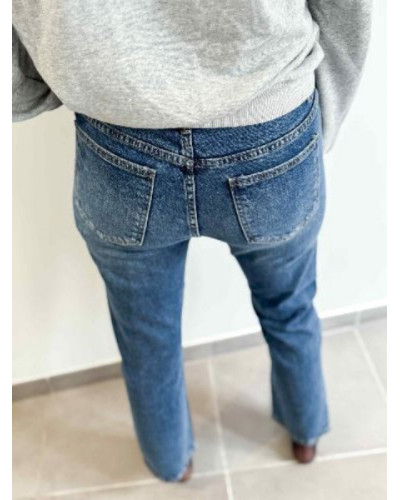 Pantalon droit denim brut foncé straight
