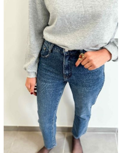 Pantalon droit denim brut foncé straight