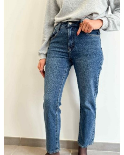 Pantalon droit denim brut foncé straight