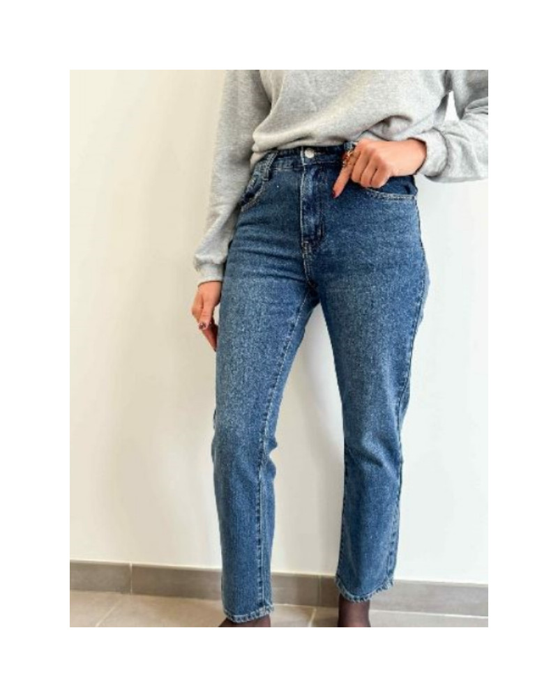 Pantalon droit denim brut foncé straight