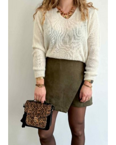 Jupe-short asymétrique kaki